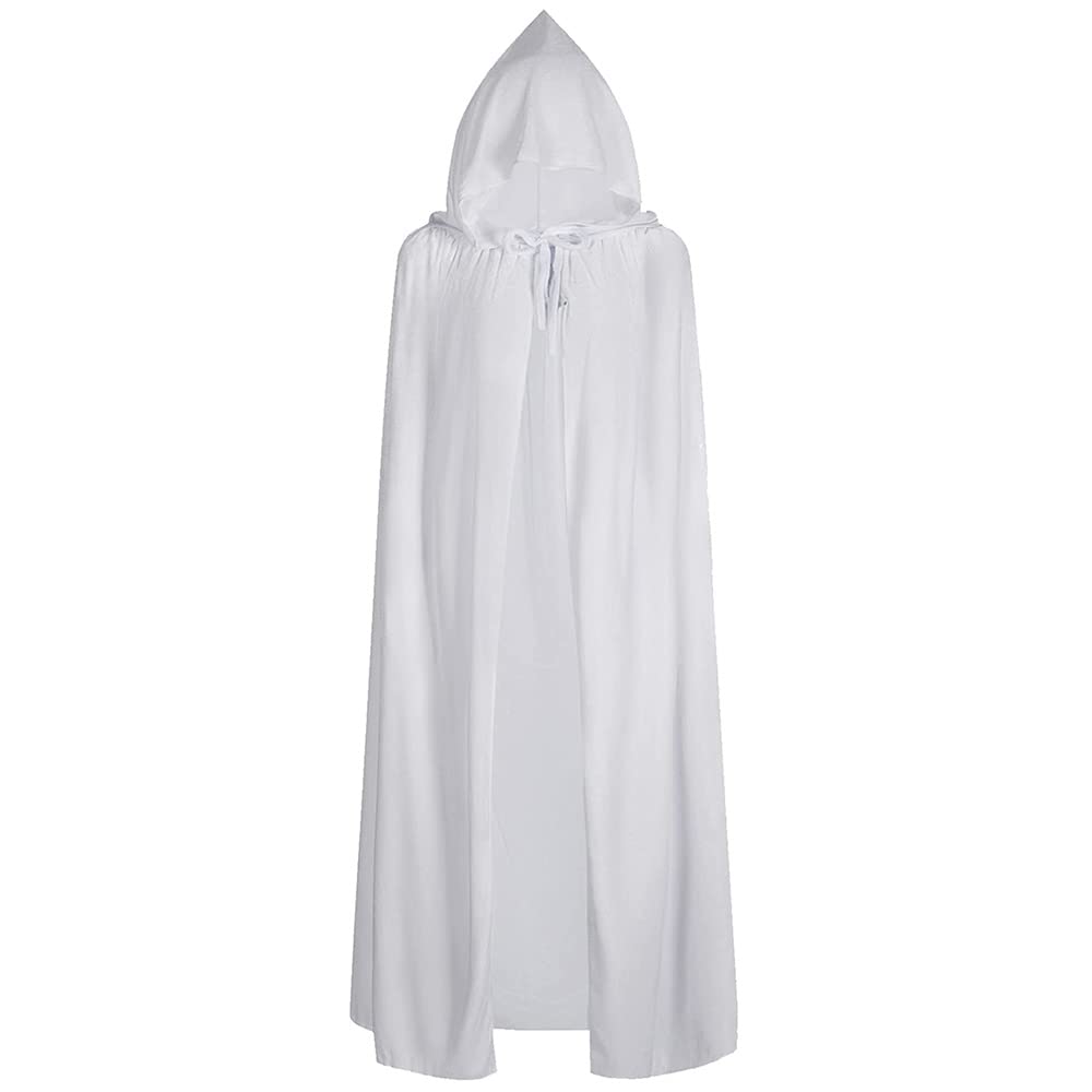 BALENNZ Cape Cloak with Hood - Adults Witch Cape Hooded Cloak for Women Men Halloween Costumes Christmas Cosplay: White Medium