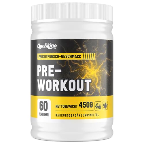 Pre Workout Pulver Mit Koffein BCAAs Citrullin & Ashwagandha Energie & Fokus beim Training 450 g im Fruchtpunsch-Geschmack
