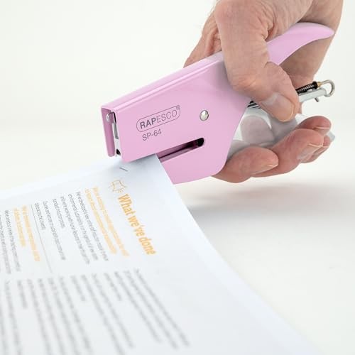 Image of Rapesco 1377 SP-64 Stapling Plier and 1000 Type 21 /4mm Staples, 12 Sheet Capacity, Candy Pink