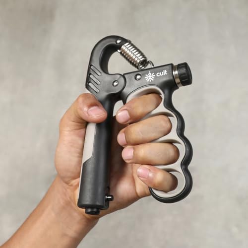 Image of cult Adjustable Hand Gripper with Counter for Men Women - Steel Coil Grip Strengthener 5-100 kg TPR Handle Ergonomic Fitness Tool for Forearm Exercise Wrist Training Portable Gym Equipment
