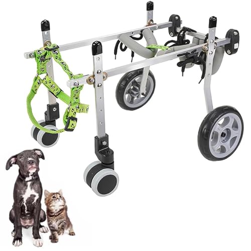 Silla De Ruedas Para Perros,Sillas Dos Ruedas,Ajustables Patas Traseras Mascotas PequeñAs,Ideal RehabilitacióN Piernas En Personas Mayores, Lesionadas,Con Artritis Con Perros,Gatos DéBiles(XXXS,Four w