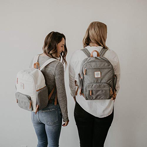 Parker Baby Diaper Backpack - Full Zip Diaper Bag with Insulated Pockets - Cream - Thumbnail 7