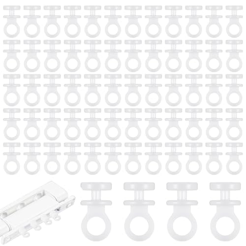 Classicseali 100PCS Curtain Track Gliders, Multi-Purpose Curtain Gliders for Old Tracks, Plastic Curtains Glider Hooks, for Windows, Bathroom Doors and Car Curtains, White