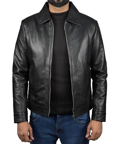 Men's Genuine Real Leather Jacket For Men - Shirt Style Premium Polo Collor Classic Lambskin Biker Jacket2