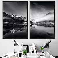 2 Piece Framed Canvas Wall Art Black and White Scenery Canvas Prints Home Artwork Decoration for Living Room,Bedroom - 16