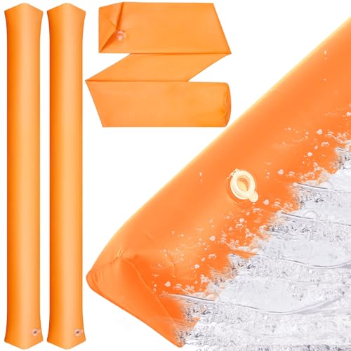 Amylove 2 Pcs PVC Inflatable Flood Barriers for Home Reusable Garage Water Barriers Flood Prevention Barriers for Flooding Rain Snow Melted Garage Door Basement Home(Orange, 6 ft x 8 x 4 in)