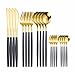 Różowy Złoty Stołowiec Ekologiczne Sztućce Zestaw wielokrotnego użytku Sztućce Luksusowe Obiadowe Zestaw Naczynia Kuchenne Zestaw Flatware Zestaw (Color : Black gold)