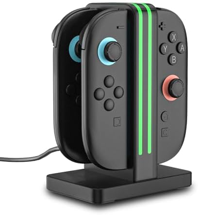WUXIDIXI Charging Dock Compatible with Nintendo Switch 2 Joy Con Controllers, Switch 2 Charging Station with LED Indication and Charging Cable - Black