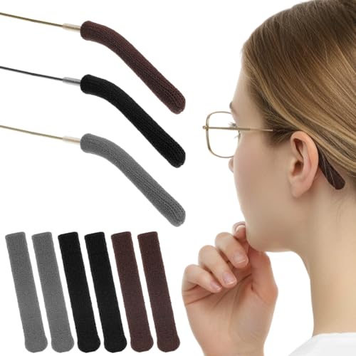 3 Pairs Glasses Ear Cushions, Soft Cotton Non-Slip Pads