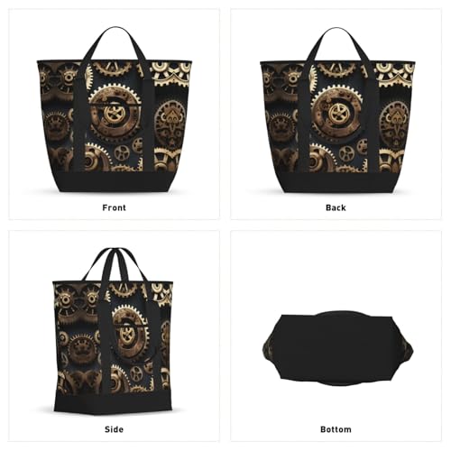 Sac isotherme grande capacité imprimé steampunk noir et réutilisable