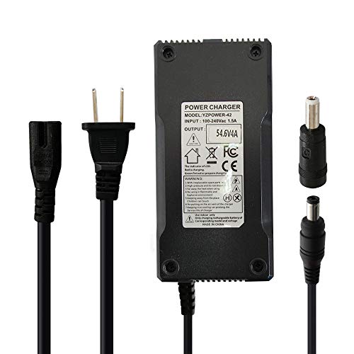 Abakoo 54.6V 4A Power Supply Adapter Charger for 48V 13S Lithium Li-ion Battery Pack with DC 5.5x2.1mm / 5.5x2.5mm Plug