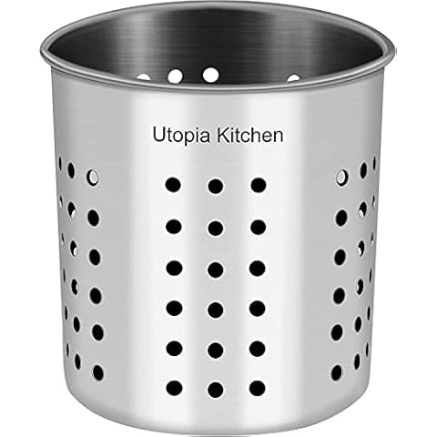 Utopia Kitchen Stainless Steel Cooking Utensil Holder 5 x 5.3 Inches Cover