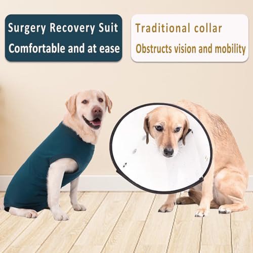 Axcimond Hundebody Nach Op Leckschutz Op Body Hund Kastration Hündin Rüde Medical Pet Shirt Hund Einteiler Wundschutzanzüge für Hunde Mit Klettverschluss Alternativen zu Kegel und Halskrause Blau S