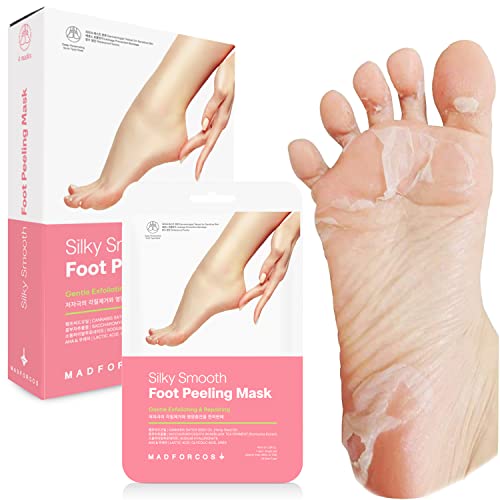 [Made in Korea] Foot Peeling Masks [4PCS] - KN FLAX - Advanced Foot Peel Mask Repair Dead Skin Cells, Cracked Heels, Calluses - Feet Peeling Mask with Hemp Oil and Kombucha Extract â€“ Exfoliating and Hydrating Effect