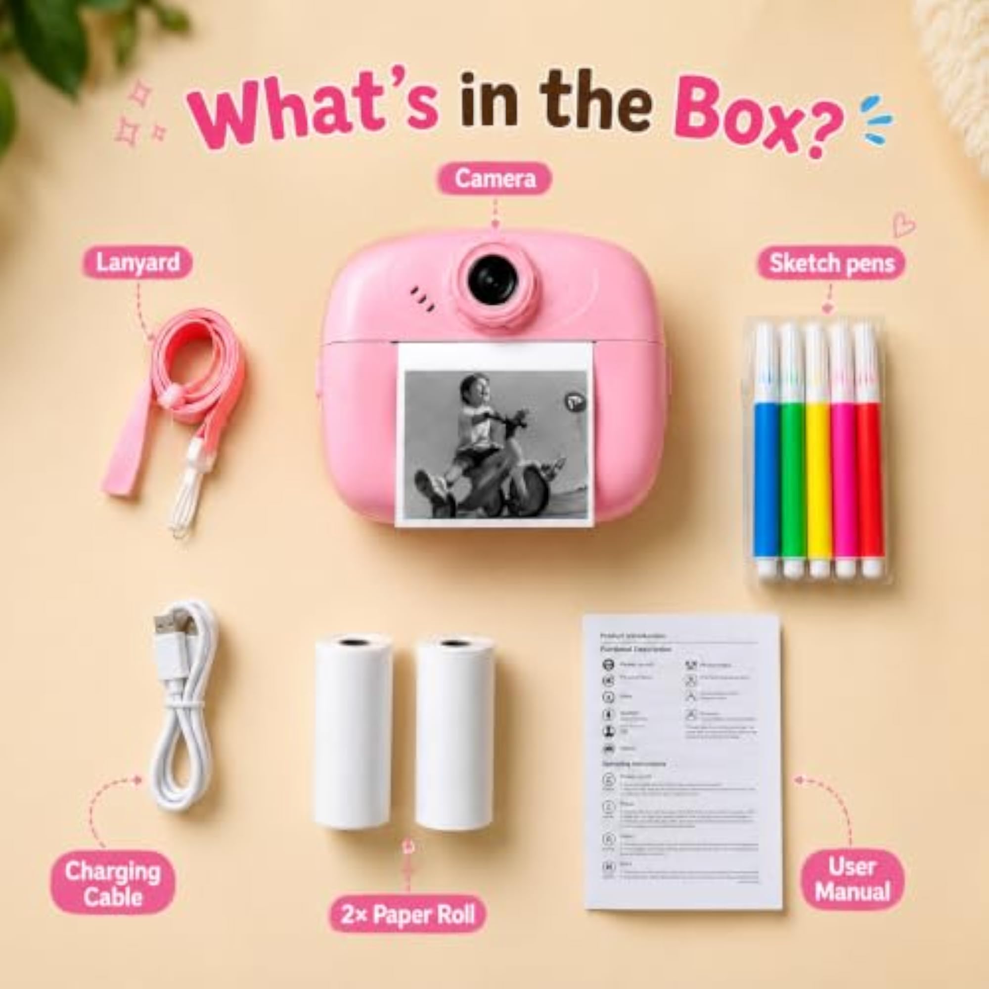Portable Digital Instant Print Camera for Kids