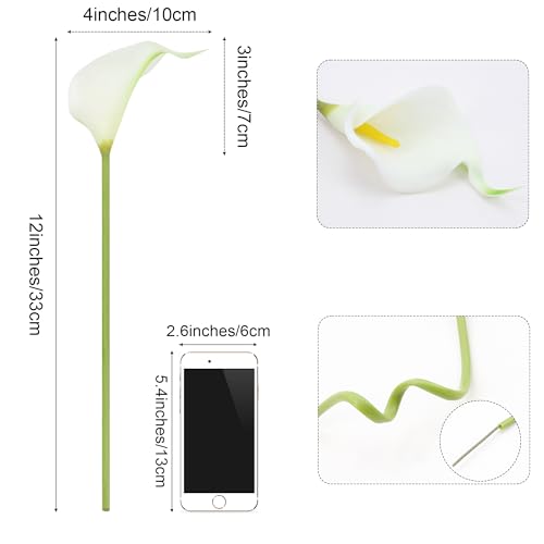 Image of SITUMEIZI 24 Pcs Fake Flowers White Artificial Calla Lily