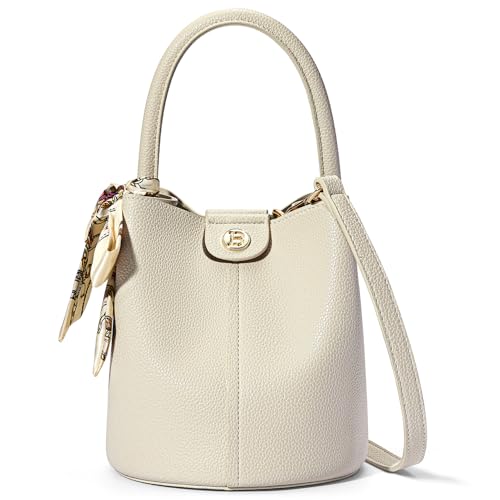BOSTANTEN Bolsa de Ombro Pequena Feminina, Mini Bucket Bag em Couro PU Vegano, Bolsa Tiracolo Moderna com Alça Removível e Lenço, para Trabalho, Casual e Festa