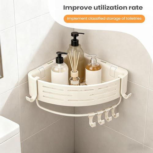 Système de rangement de douche d'angle mural sans perçage pour shampoing