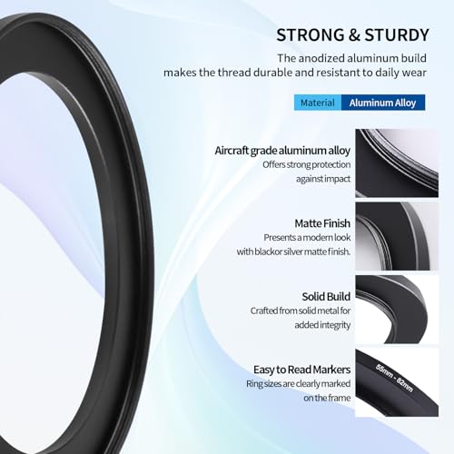 Adaptador de anillo step-up 55-82 mm, anillo adaptador de filtro de aumento de 55 mm a 82 mm para montura de lente de 55 mm y 82 mm para objetivos DSLR y filtros ND, UV, CPL e IR miniatura 5