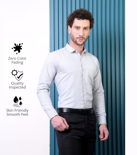 Image of CONTRARY Men's Pure Cotton Solid Stylish Casual & Formal Wear Shirt | Stylish Regular Fit Full Sleeve Comfortable Office Party Trendy Shirt - Multi Color