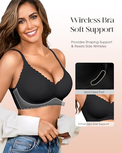 Seamless Jelly Bras for Women 3 Pack - Deep V Wireless Push Up No Wire Womens Bra Padded Comfort with Support for Gifts - Image 5