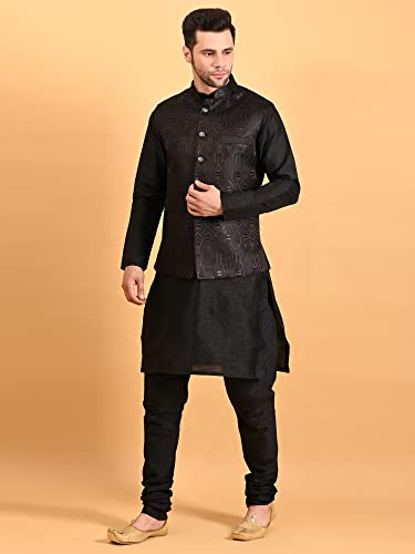 Image of Uri and MacKenzie Men's Silk Blend Kurta Pajama with Designer Ethnic Nehru Jacket /Modi Jacket