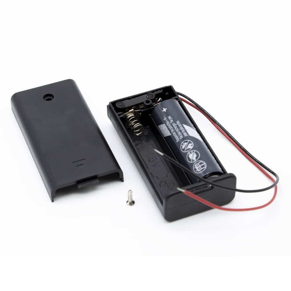 Cablepelado - Portabatterie per 2 batterie LR6 AA con interruttore, nero