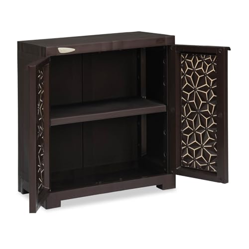 Image of Nilkamal Freedom Star Small (FMSSTAR) 2 Shelves Plastic Bookshelf with 3-Year Warranty| Multipurpose Storage Cabinet & Book Rack for Home |Durable, Easy-Clean |Book Organiser | Weather Brown & Biscuit