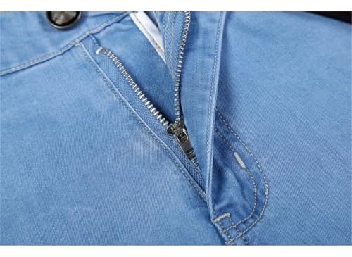 Men's Summer Thin Lyocell Jeans Drape Loose Business Straight Elastic Denim Pants Trousers3