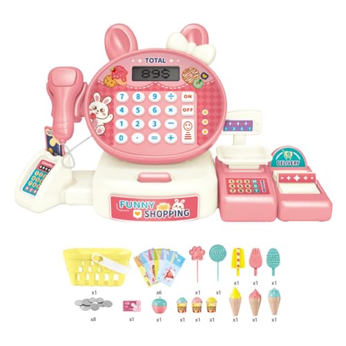 レジ用おもちゃ,子供用おもちゃレジスター | キッズレジごっこ遊びのお金のおもちゃ - 幼児の食料品店学習のための幼児レジプレイセット