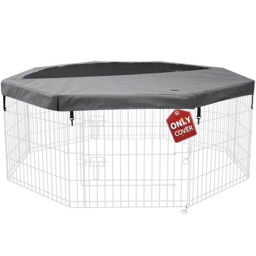 Image of PETIME Top Cover Sun /Rain Proof Provide Shade and Security for Indoor Outdoor Dog Playpen Fits All 24 inch Wide 8 Panels Pet Exercise Pen (Playpen Not Included)