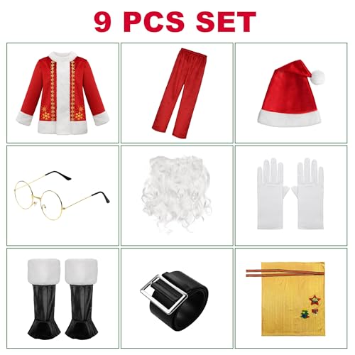 Disfraz Santa para niño pequeño de 9 piezas miniatura 2