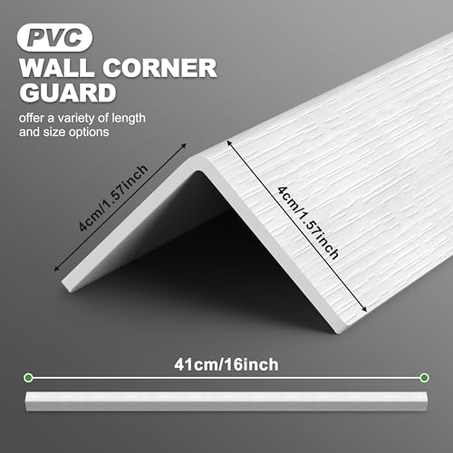 Image of Corner Protectors,2PC Self Adhesive Corner Protectors for Walls, 16In x 1.57in Easy to Install Edge Guard Strip for Drywall,Garage Door,Baseboard, White