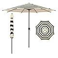 Abba Patio 9FT Lyon Outdoor Patio Umbrella Outdoor Table Umbrella with Push Button Tilt and Crank Market Umbrella 8 Sturdy Ribs UV Protection Waterproof for Garden Deck Backyard Pool, Stripe
