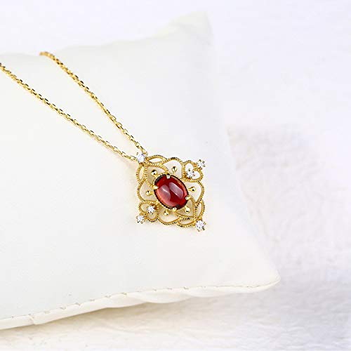 Collier femme argent 925 de haute qualité avec grenat naturel d'exception - 2