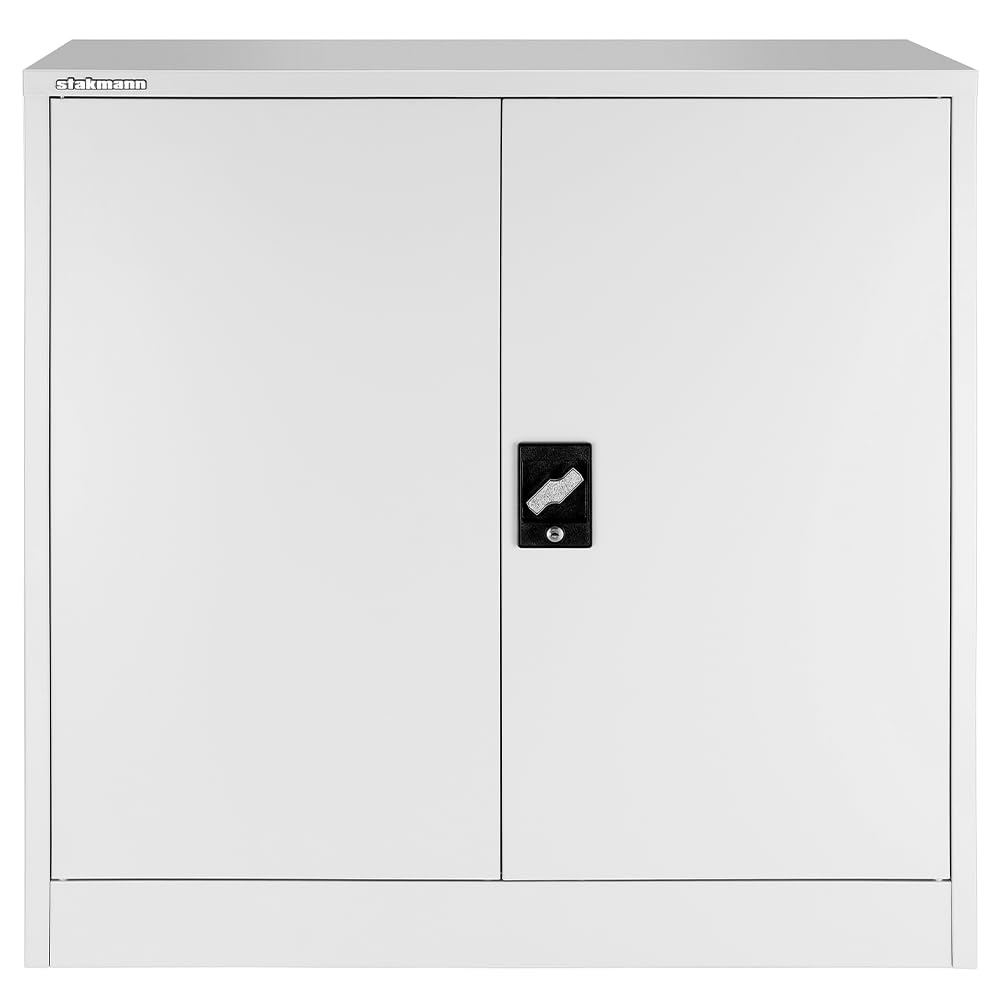 Armadio in Metallo da arredo Ufficio con Serratura, Armadietto 2 Chiavi Grigio Multiuso, Ideale Garage, Casa, Lavoro, Mobile Archiviazione Faldoni, Archivio Studio Porta Documenti (90 x 40 x 90 cm)