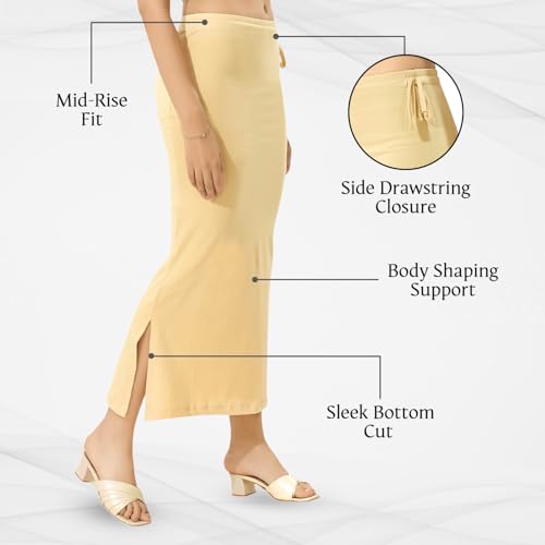 Image of TRASA Womens Saree Shapewear Petticoat, Cotton Lycra Petticoat, Skirts for Women, Shape Wear Dress for Saree