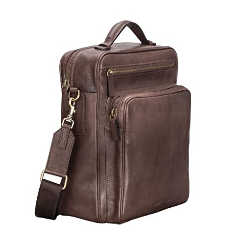 Maxwell Scott - Personalisierte Großer Herren-Luxus-Lederrucksack mit Schulterriemen - Handgefertigt aus italienischen Vollnarbenhäuten - The SantinoL Braun