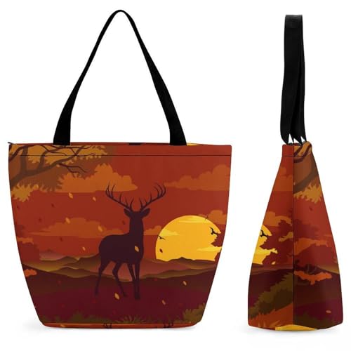 Sac à bandoulière élan au coucher du soleil grand sac cabine voyage femme