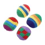 HONMEET 4 Stück Teiliges Bunte Gestrickte Joggling Bean Bags für Weiche Handgefertigte Kick säckchen Leicht und Robust Motorisches für Drinnen und Draußen für Koordination und