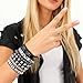 Tosmifairy 4Pcs/Set Fashion Street Hip Hop Leather Studded Cuff Bracelets Multiple Wristbands Bangle Emo Acceossries for 80s Punk Rock Concert Outfit (Solid Studded + Skull)