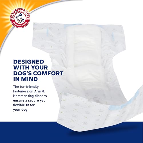 Image of Arm & Hammer for Pets Disposable Female Dog Diapers with Odor Control and Wetness Indicator, Leak Resistant Dog Diapers for Incontinence and Heat Cycles, Size Medium 16.5-21 in Waist, 12 Count