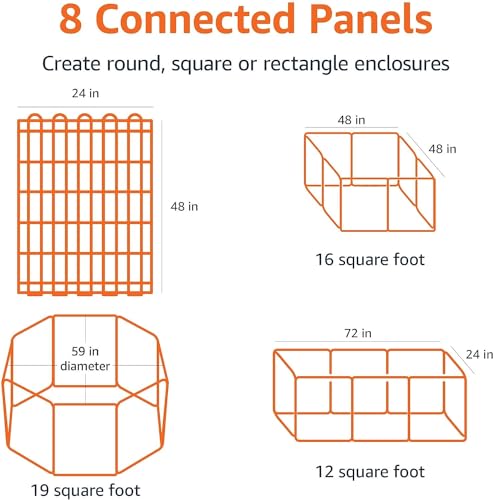 Amazon Basics Foldable Octagonal Metal Exercise Dog Playpen, Indoor/Outdoor, No Door, 8 Panels, 24 x 48 Inches, Rust-Resistant, X-Large, Black view 3