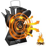 Upgraded 4 Blättern Kamin Ventilator Für Kaminofen Ofenventilator Ohne Strom Ofen Ventilator Wärmebetriebener Stove Fan Leiser Fireplace Fan Trapez (Schwarz)