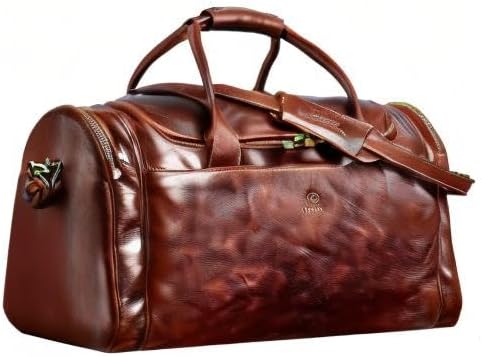 Leather Duffel Bag Weekend Bag Gym Large Travel Bag - Time Resistance - Image 8