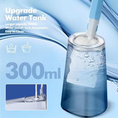 【Wasser Flosser für Zähne Kabellos】Munddusche mit 5 Modi, 300ML Wassertank IPX7 Wasserdicht Elektrischer Zahnreiniger, Wasserseide mit 6 Spitzen für Zahnfleisch/Zahnspangen/Kieferorthopädische – Bild 5