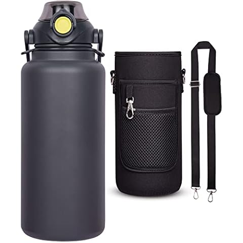 Botella Agua Acero Inoxidable Dearray 1.5L con Pajita y Bolsa de Neopreno Cover
