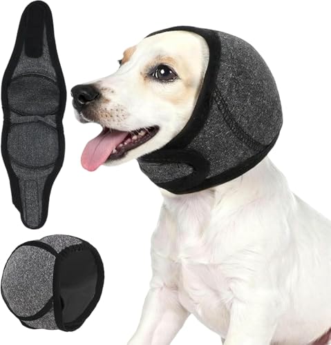 Dog Bonfire Night Dog Calming Hoodie with Noise-Cancelling Ear Covers, Adjustable Ear Muffs for Swimming, Grooming, Thunderstorm and Firework Anxiety Relief, Protects Against Ear Hematoma (L)