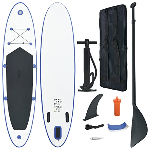 Vidaxl Juego De Tabla De Paddle Surf Hinchable Azul/Blanco Deportes Acuáticos
