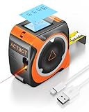 2-in-1 Digital Laser Tape Measure: 197ft & 16ft Professional Accurate Tape Measuring Tool, Ft/Ft+in/in/M, Pythagorean, Area, Volume Rechargeable Laser Measure for Construction DIY Woodworker